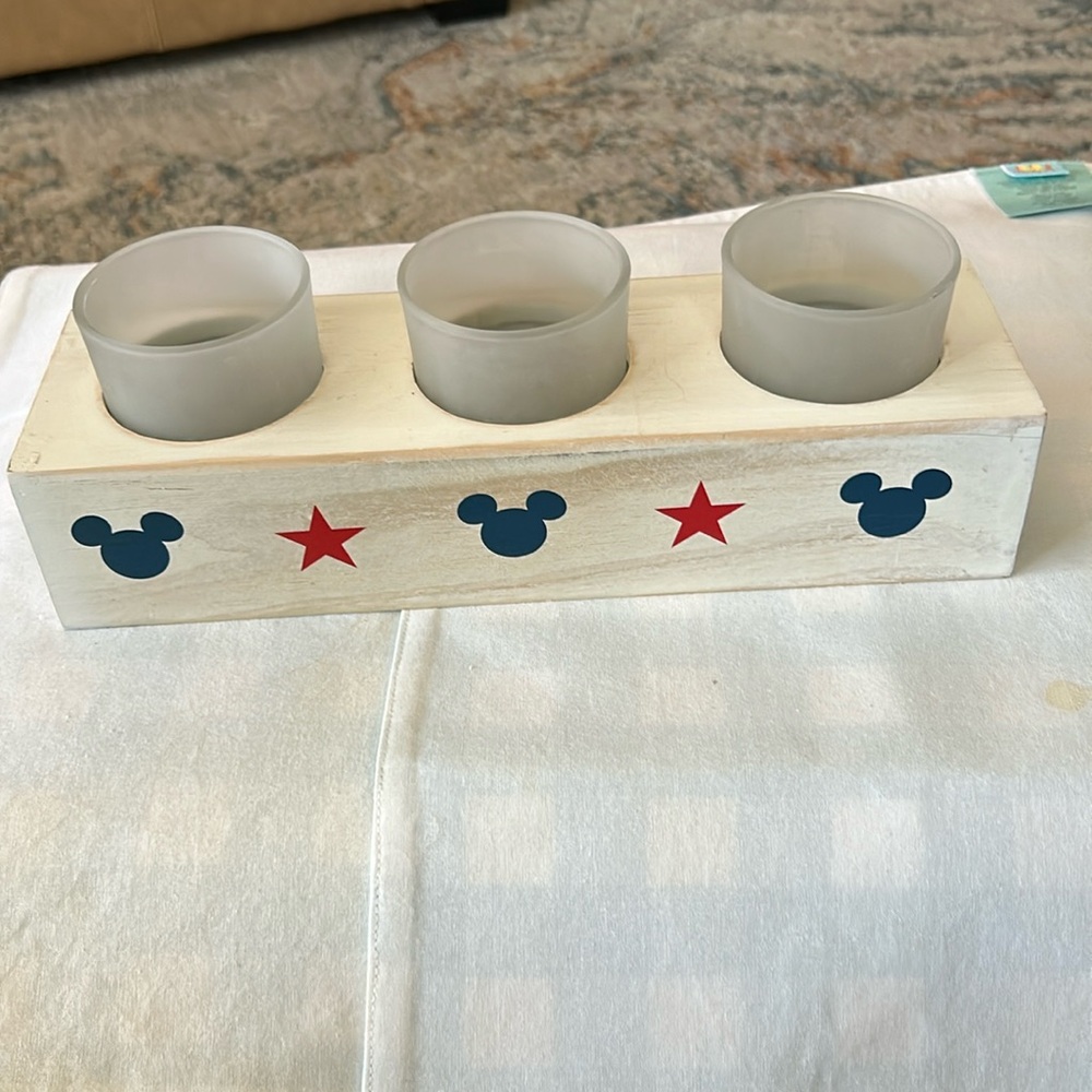 Disney’s Mickey patriotic candle holder 12“ x 3 1/2“ x 2 and 3 1/4” high